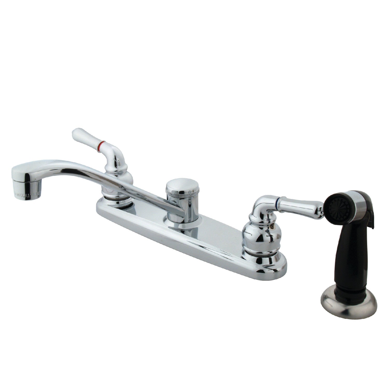 Kingston Tulare KB272 - Robinet de cuisine à deux poignées Magellan 4 trous 8" avec pulvérisateur latéral, chrome poli