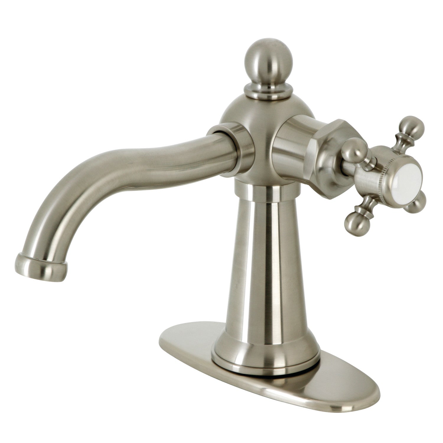 Kingston Heirloom KSD154BXBN - Robinet de salle de bain à une poignée nautique 1 trou avec plaque de pont et bonde à tirette, nickel brossé