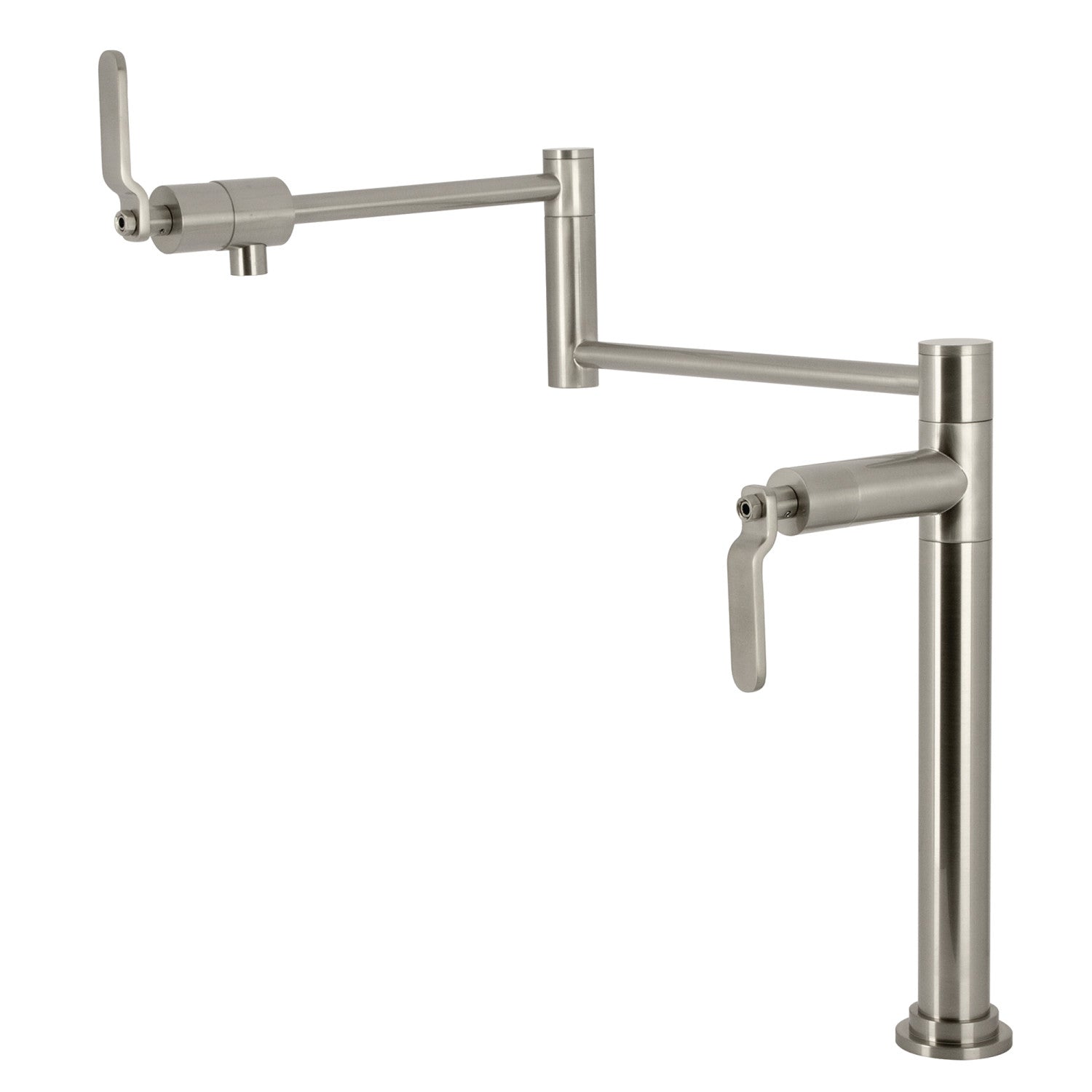 Kingston Sona KS4708KL - Robinet de remplissage de pot de plate-forme à deux poignées Whitaker 1 trou, nickel brossé