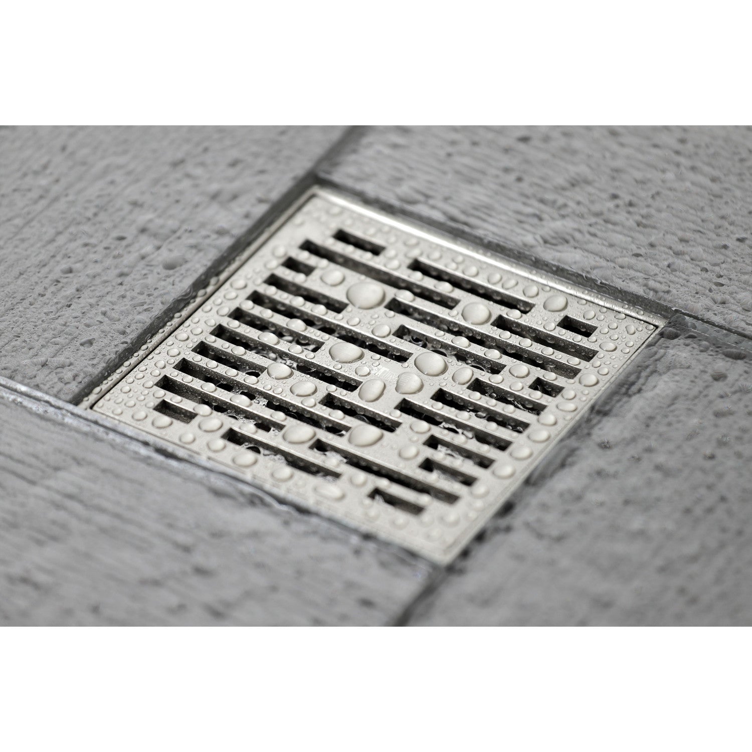 Kingston Watercourse BSF6310BN 4-Inch Brass Square Grid Shower Drain with Hair Strainer, Brushed Nickel