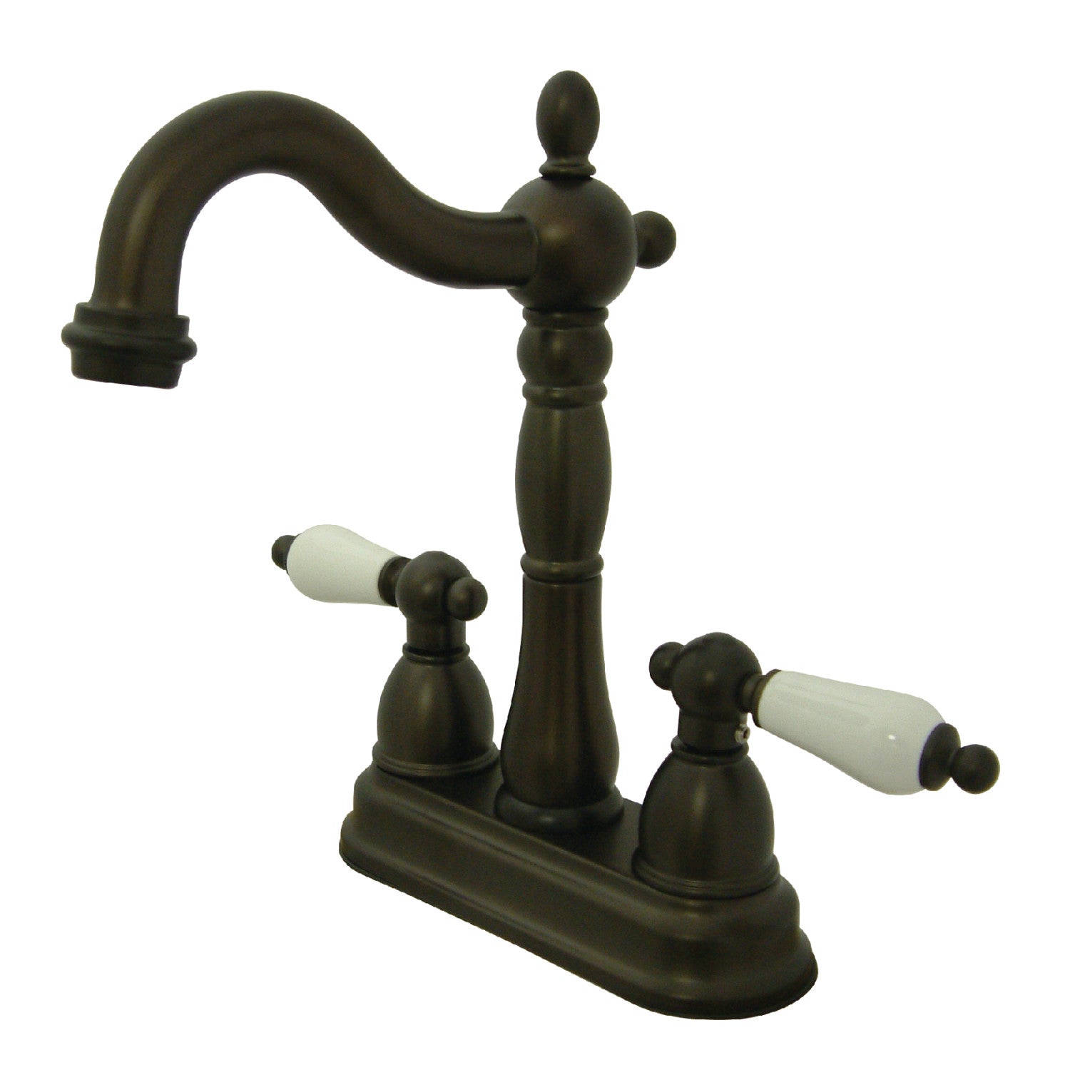 Kingston Heirloom KB1495PL - Robinet de barre de plate-forme à deux poignées Heritage 2 trous, bronze frotté à l'huile