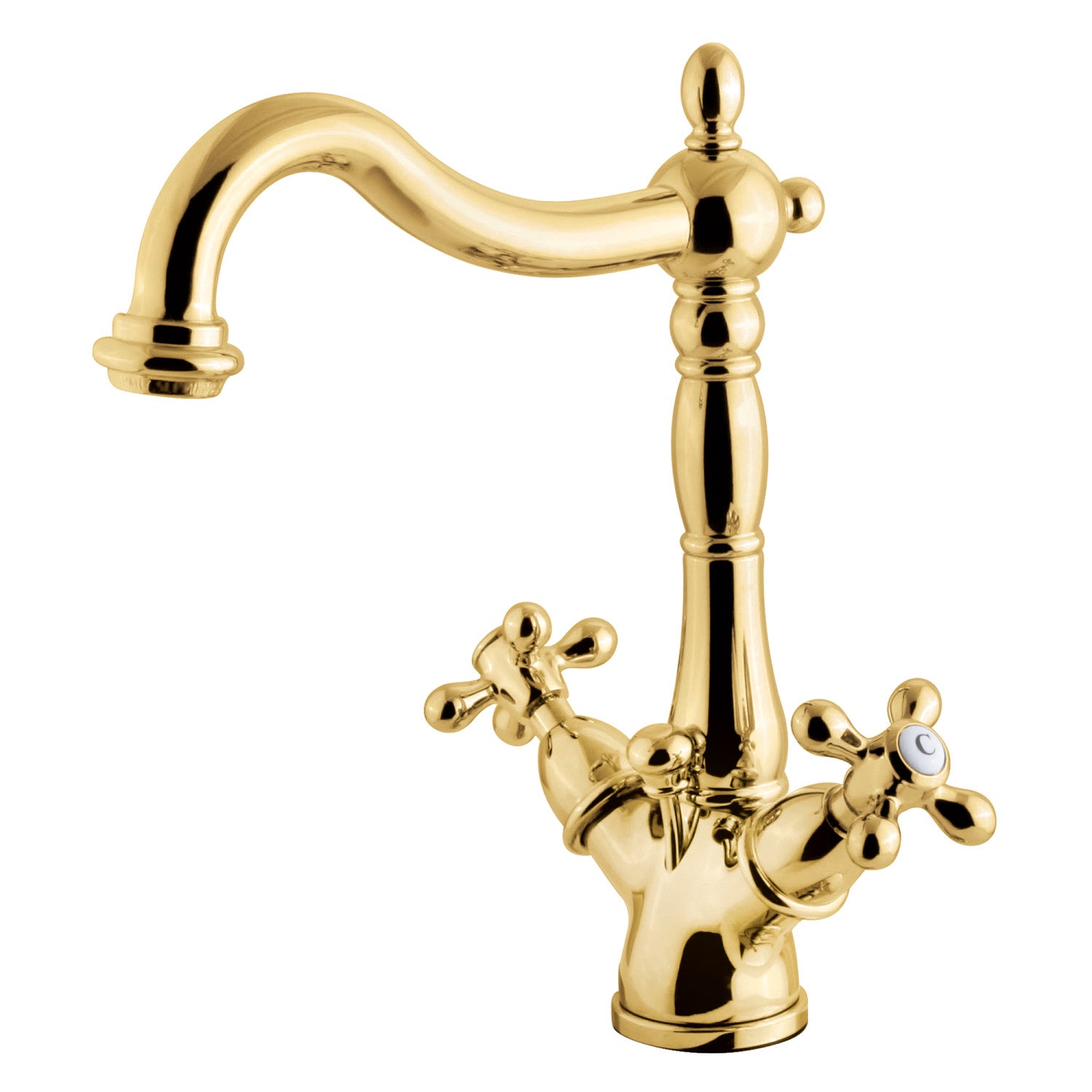 Kingston Heirloom KS1432AX - Heritage Double-Handle 1-or-3 Robinet de salle de bains à trou unique avec laiton à tirette, laiton poli