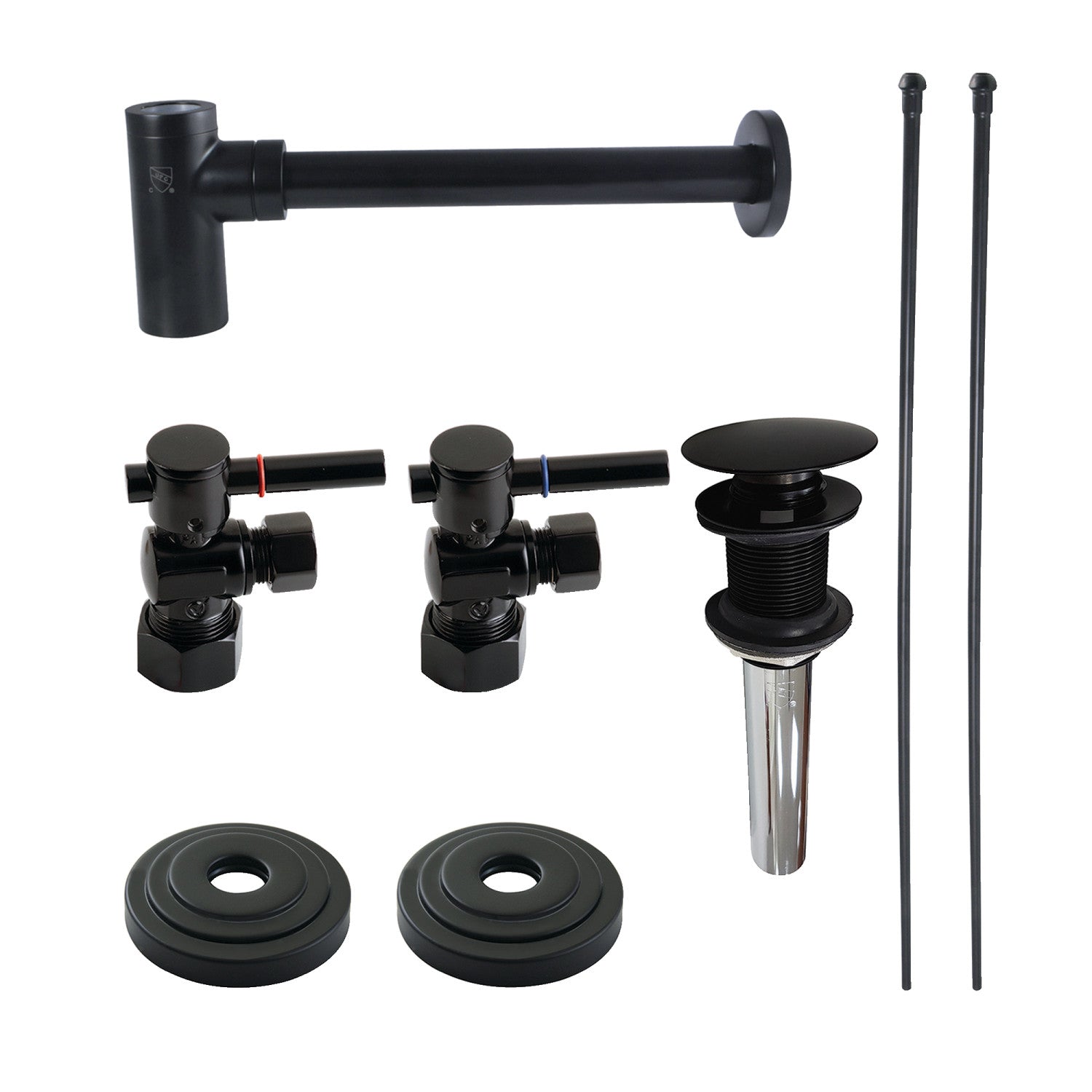 Kingston Sona CC53300DLTRMK1 - Trimscape Modern Plumbing Sink Trim Kit with Bottle Trap and Drain (No Overflow), Matte Black