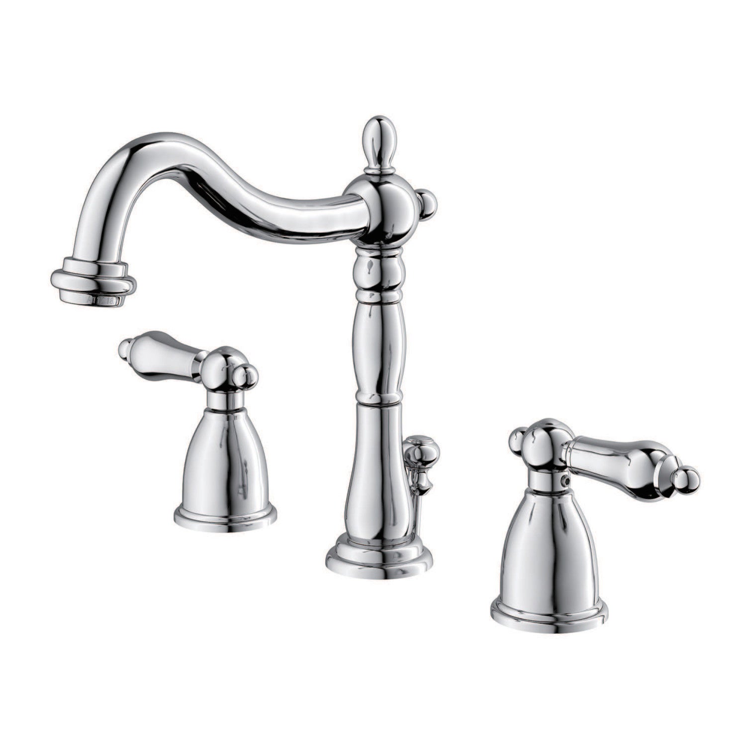 Kingston Heirloom KB1971AL - Heritage Two-Handle 3-Hole Deck Mount Widespread Bathroom Faucet with Pop-Up Drain, Polished Chrome