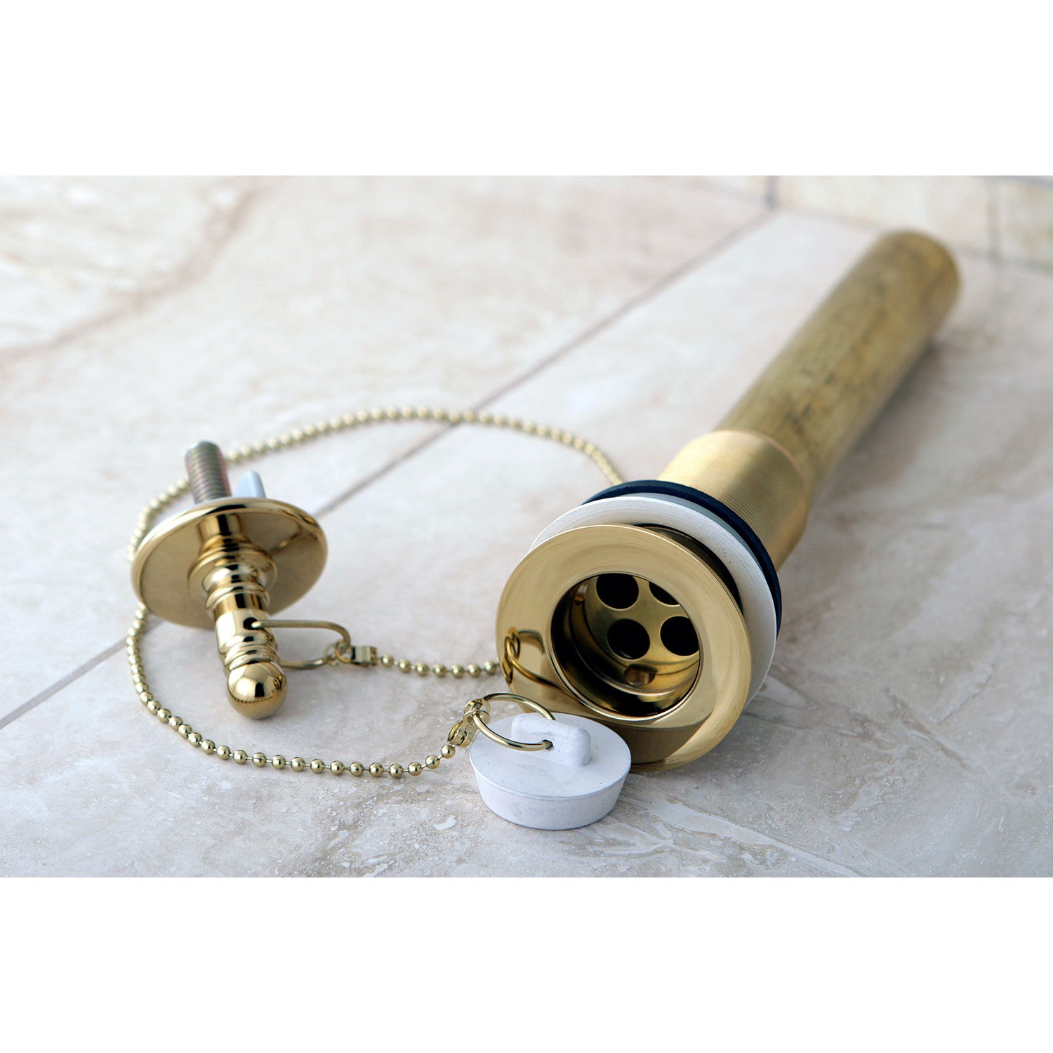 Kingston Heirloom CC1002 - Vintage Brass Chain and Plug Bathroom Sink Drain with Overflow, 20 Gauge, Polished Brass
