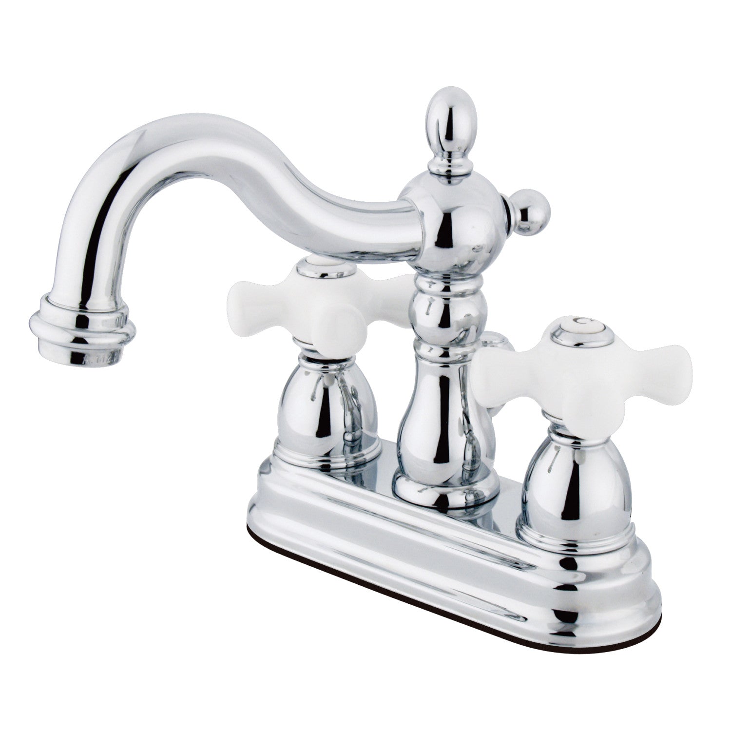 Kingston Heirloom KS1601PX - Heritage Double-Handle 3 trous montage sur plage 4-Inch Centerset Robinet de salle de bains avec laiton à tirette, Chrome poli