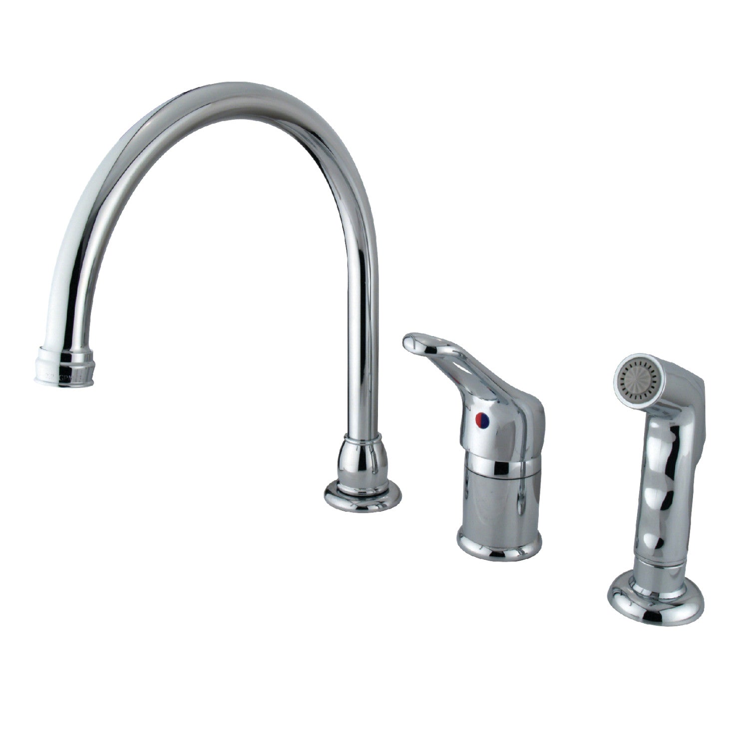 Kingston Tulare KB811 - Wyndham Robinet de cuisine à une poignée 3 trous avec pulvérisateur latéral, chrome poli
