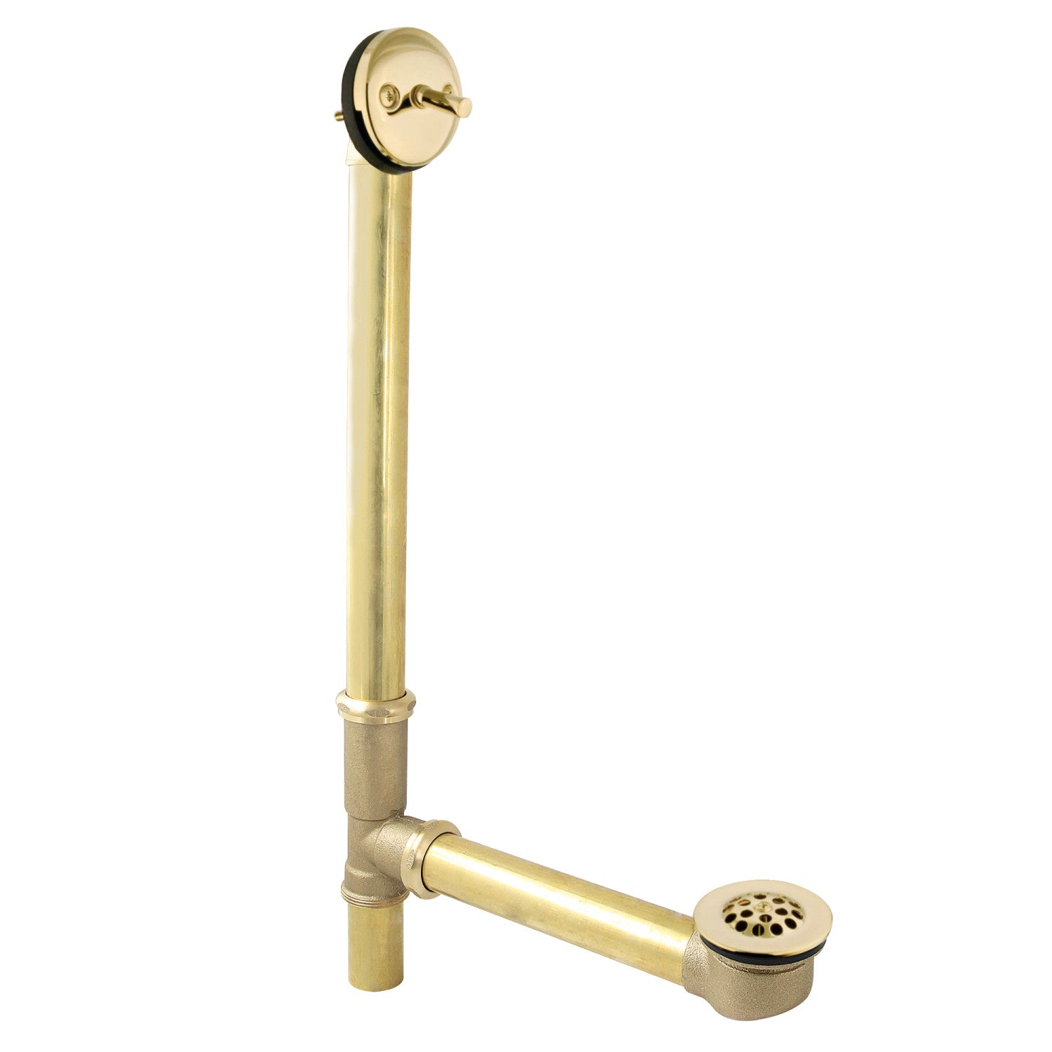Kingston Tulare DTL1202 - Made To Match 25-Inch Brass Trip Lever Tub Waste and Overflow with Grid Strainer, Polished Brass