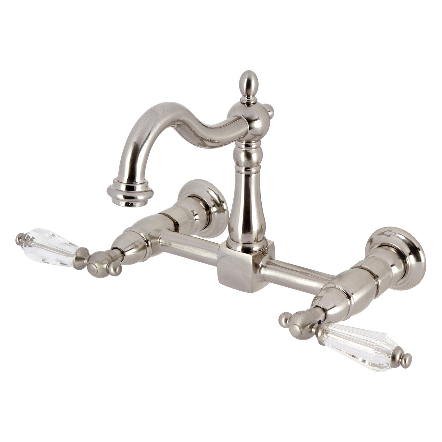 Kingston Heirloom KS1268WLL - Robinet de cuisine à deux poignées Willshire 2 trous Wall Mount Bridge, Nickel brossé