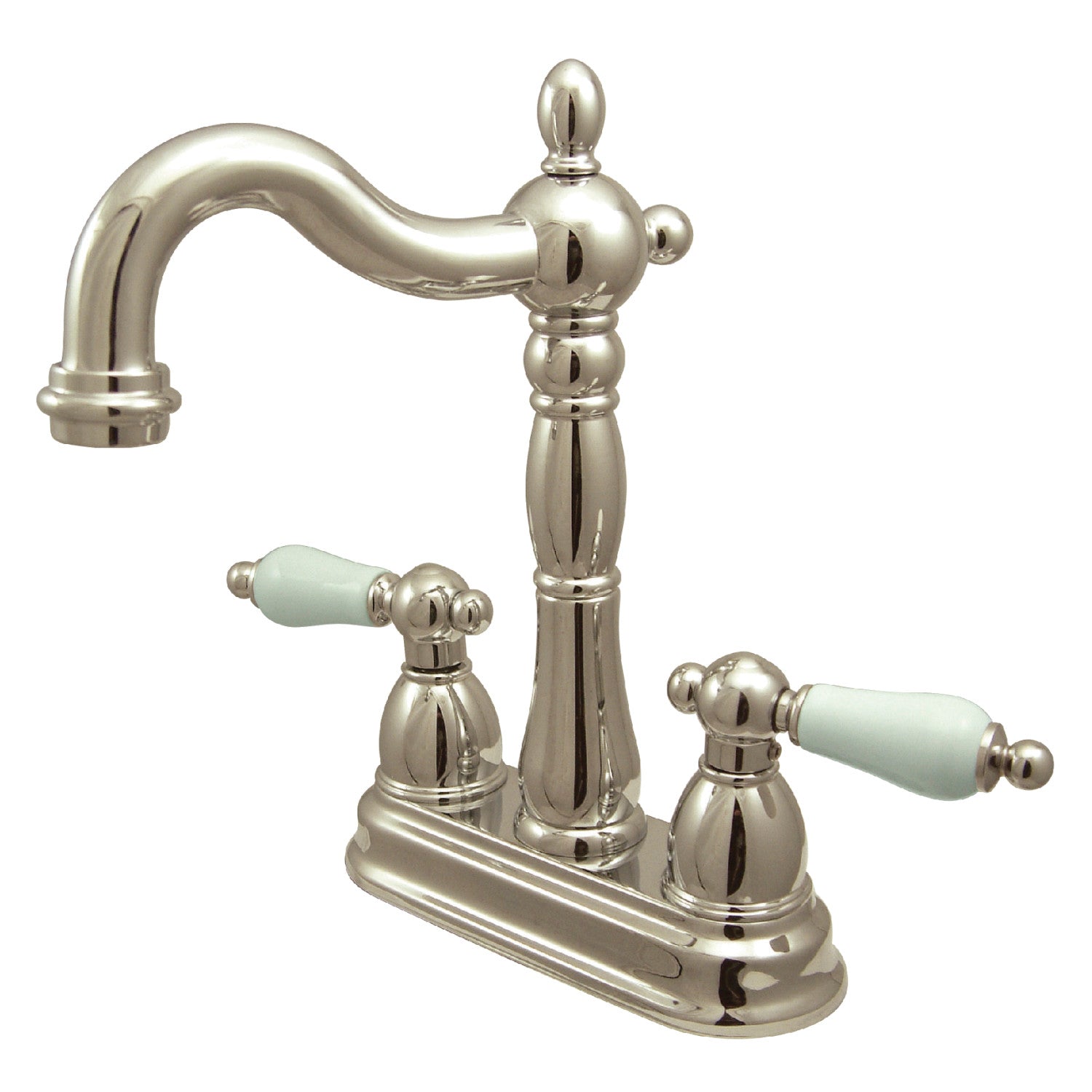 Kingston Heirloom KB1496PL - Robinet de bar à deux poignées Heritage 2 trous, nickel poli