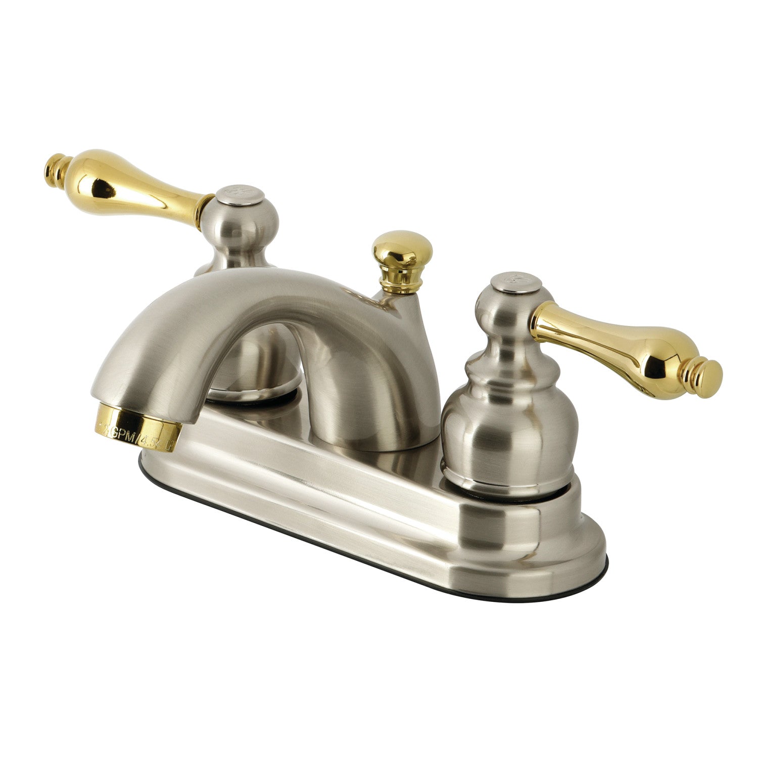 Kingston Heirloom KB2609AL - Vintage Double-Handle 3 trous montage sur plage 4-Inch Centerset Robinet de salle de bains avec drain à tirette, Nickel brossé / laiton poli