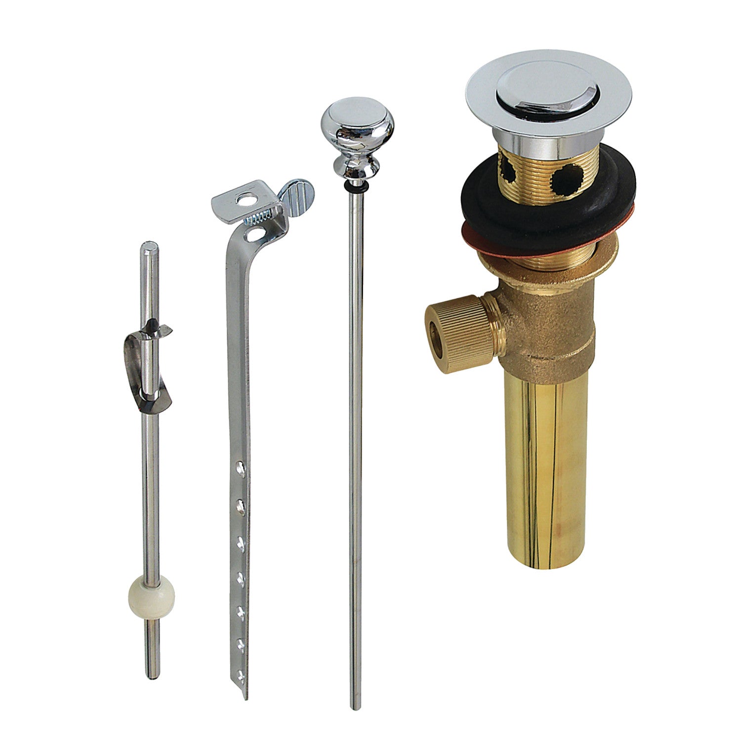 Kingston Trimscape KB2001 Brass Pop-Up Bathroom Sink Drain with Overflow, 22 Gauge, Polished Chrome