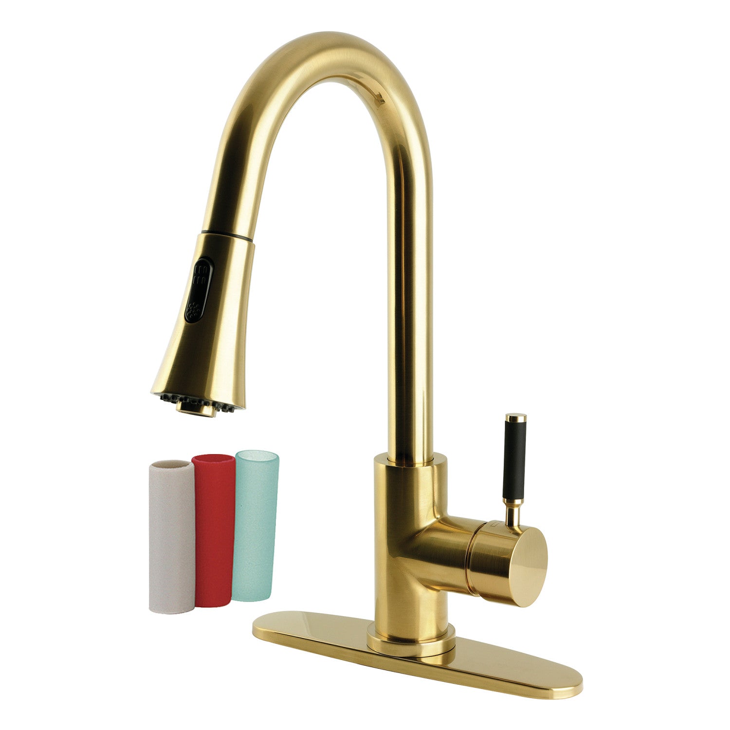 Kingston Kaiser LS8723DKL Robinet de cuisine à une poignée, laiton brossé