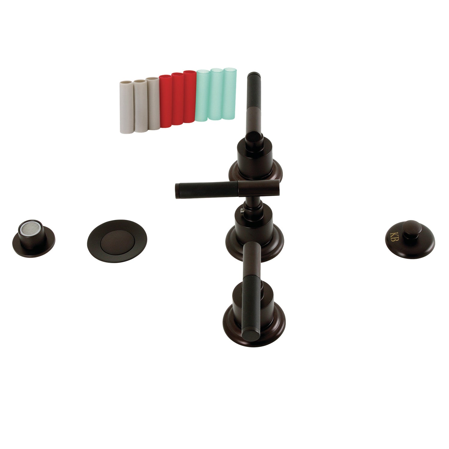 Kingston Sona KB6325CKL - Robinet de bidet vertical Kaiser à trois poignées avec éclat en laiton, bronze frotté à l'huile