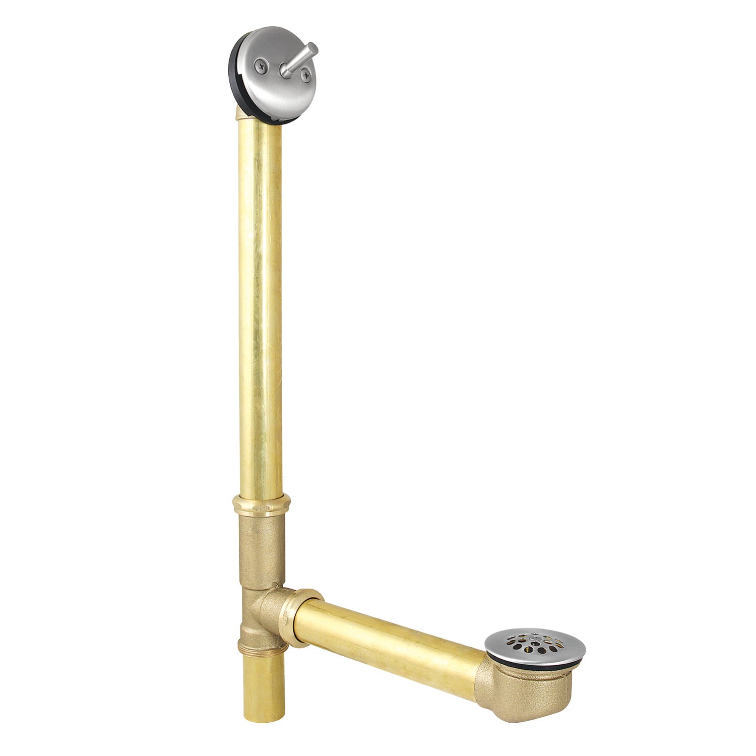 Kingston Tulare DTL1186 - Made To Match 23-Inch Brass Trip Lever Tub Waste and Overflow with Grid Strainer, Polished Nickel