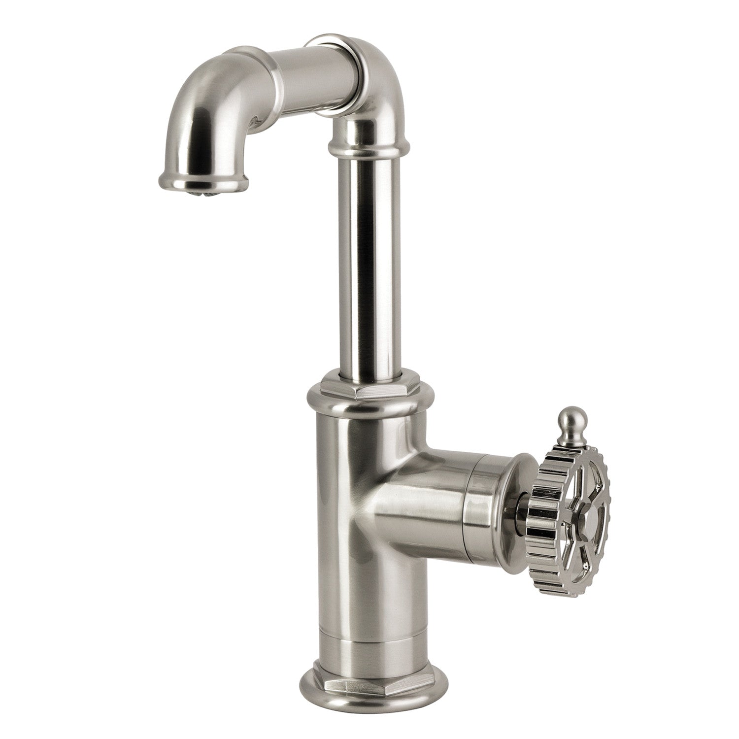 Kingston Fuller LS6008CG Robinet de salle de bains à une poignée 1 trou avec bonde à tirette, nickel brossé