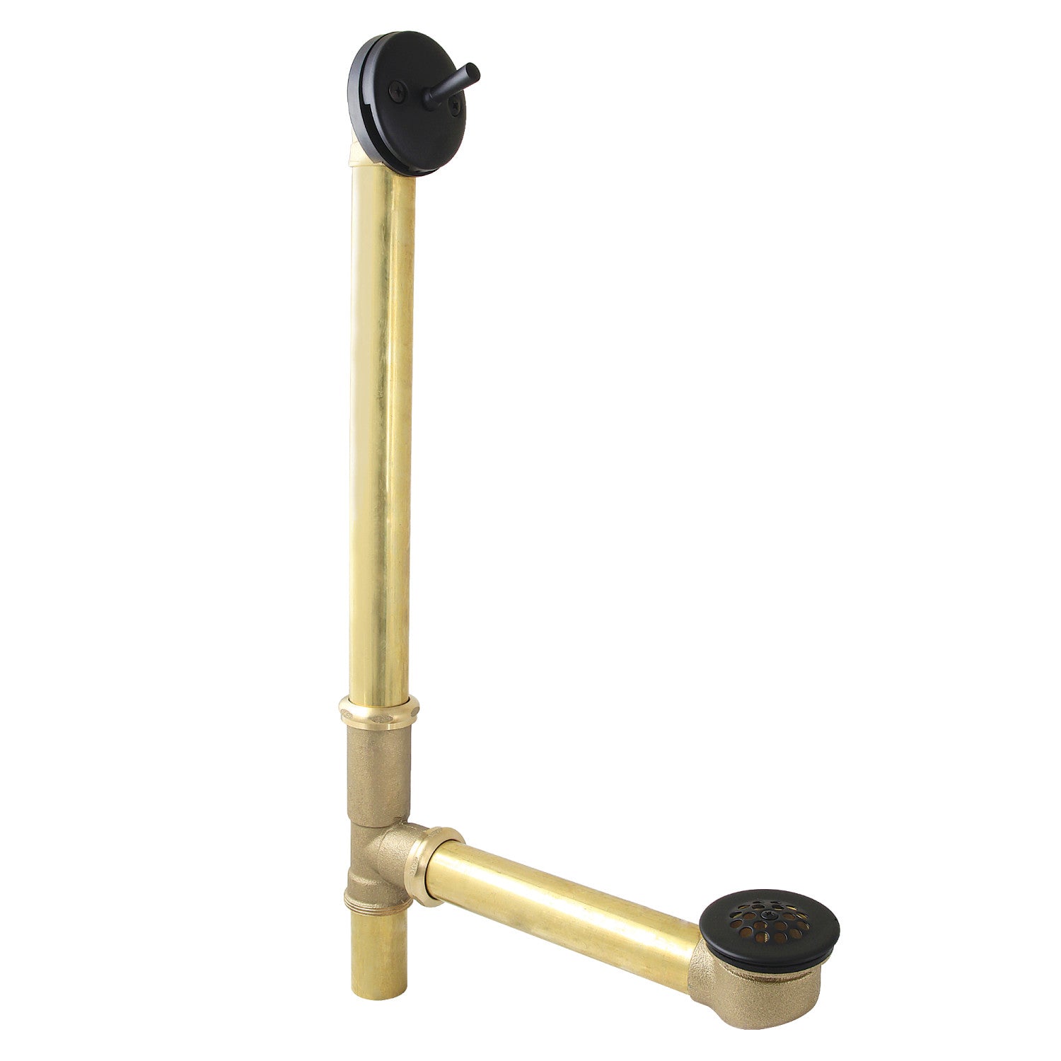 Kingston Tulare DTL1180 - Made To Match 23-Inch Brass Trip Lever Tub Waste and Overflow with Grid Strainer, Matte Black