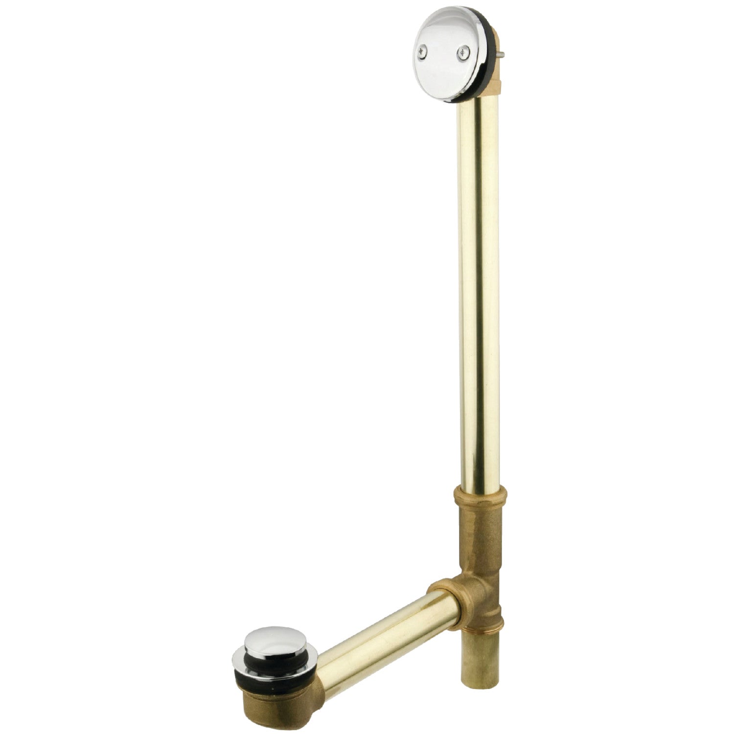 Kingston Tulare DTT2201 - Made To Match 25-Inch Brass Toe Touch Tub Waste and Overflow, Polished Chrome