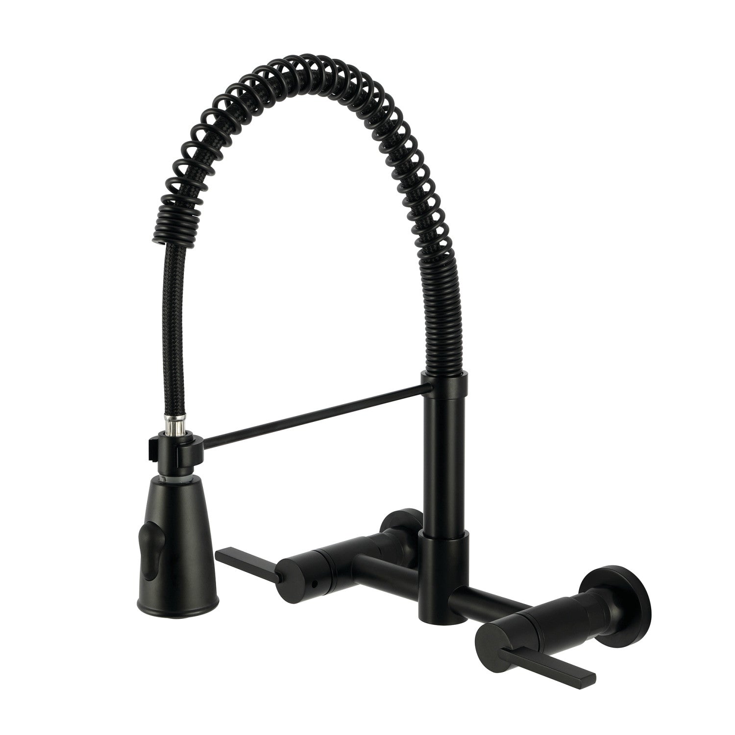 Kingston Tulare GS8280CTL - Continental Double-Handle 2 trous Robinet de cuisine pré-rouleau, noir mat