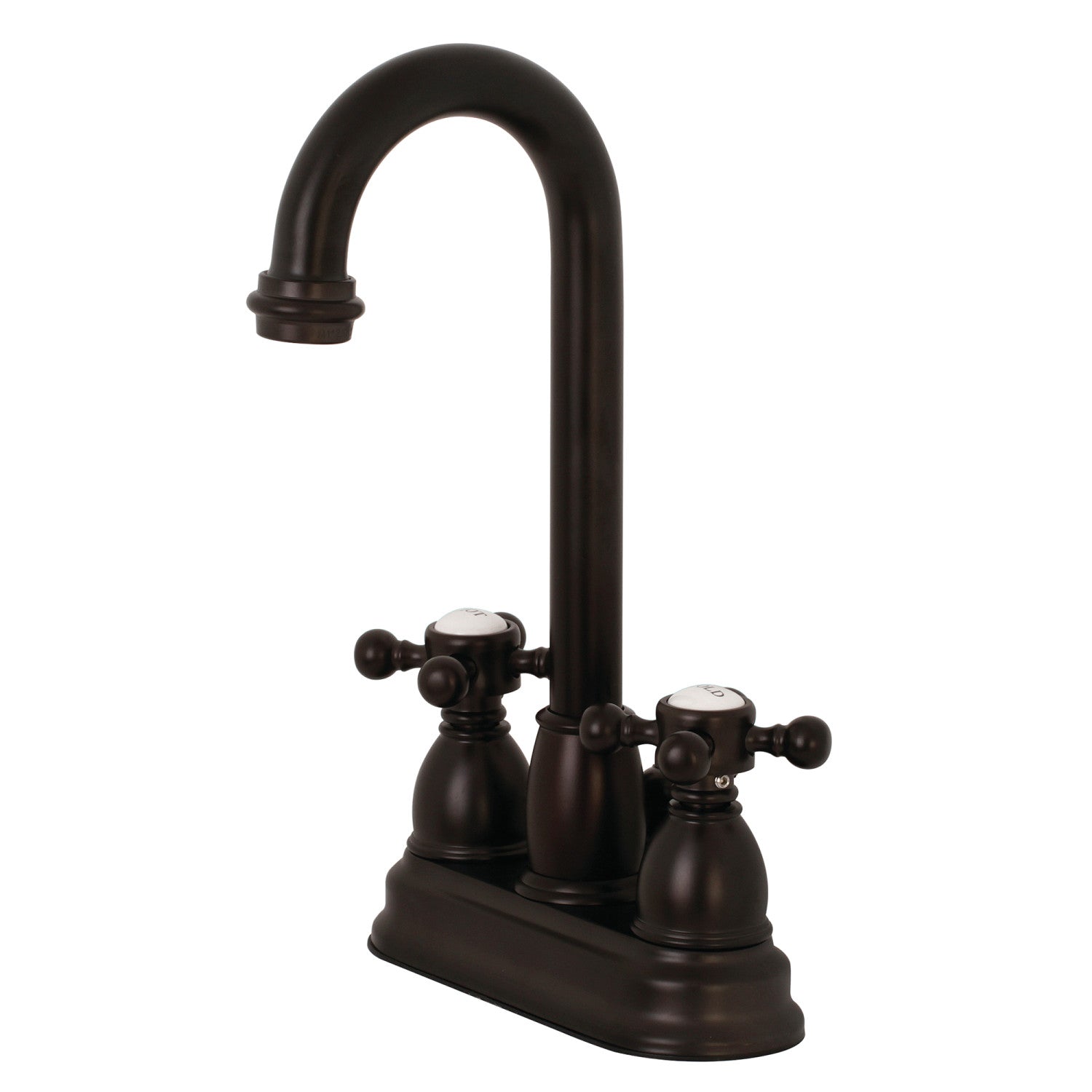 Kingston Heirloom KB3615BX - Vintage Double-Handle 3 trous montage sur plage 4-Inch Centerset Robinet de salle de bains avec drain à tirette, Bronze Rubbé à l'huile