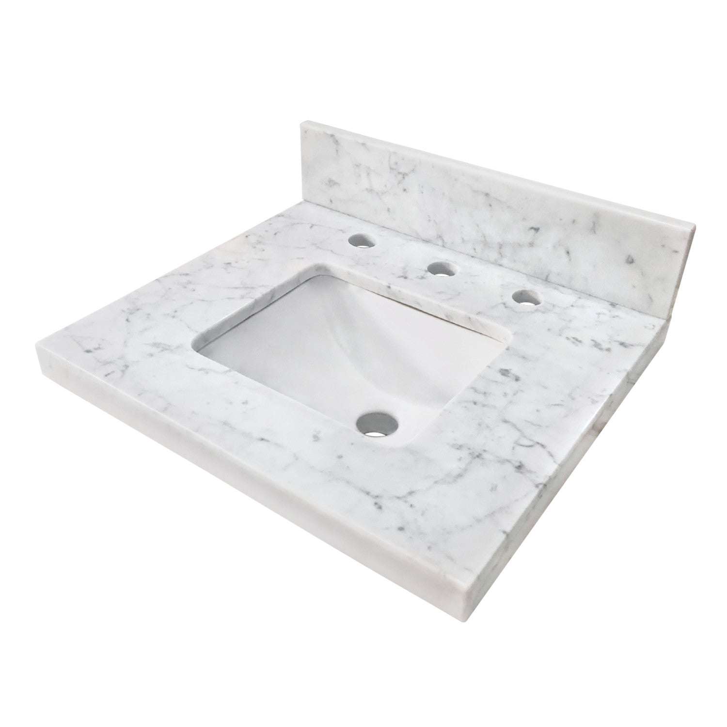 Kingston Tulare KVPB1917M38SQ - Fredrickson 19-Inch Carrara Marble Vanity Sink Top (8" Faucet Drillings), Carrara White