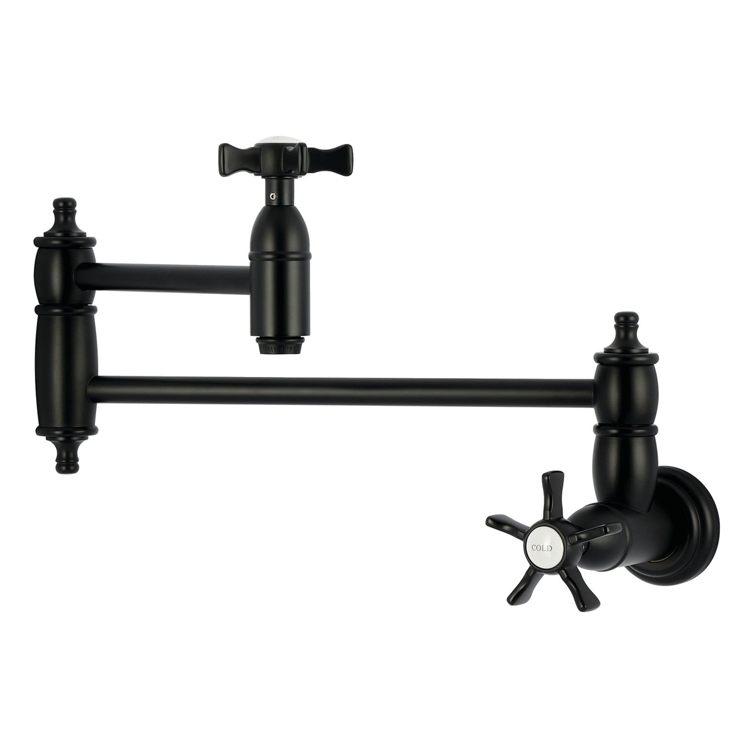 Kingston Heirloom KS3100NX - Robinet de remplissage pour pot de montage mural à deux poignées Hamilton 1 trou, noir mat