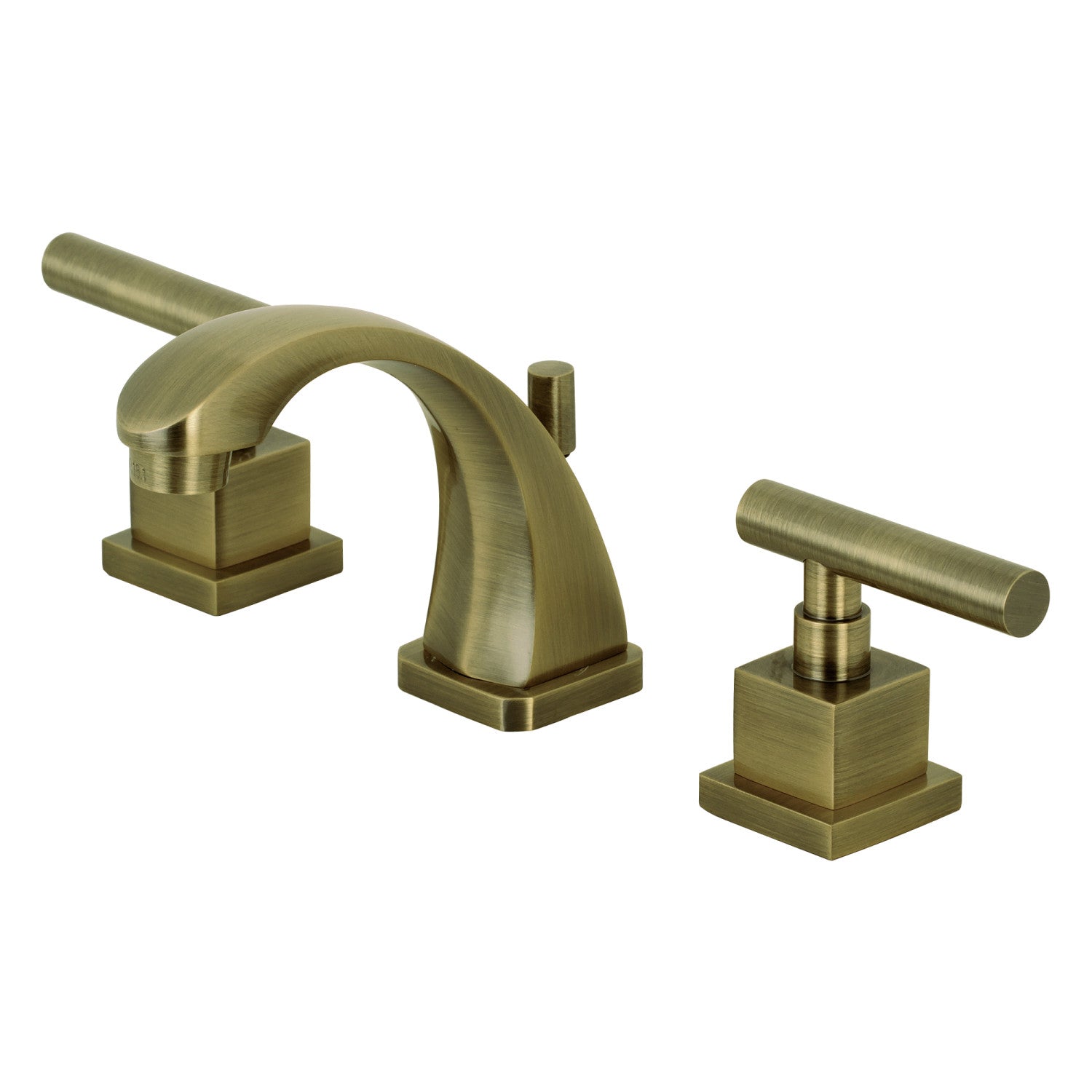 Kingston Sona KS4943CQL - Claremont Two-Handle 3-Hole Deck Mount Widespread Bathroom Faucet with Brass Pop-Up, Antique Brass