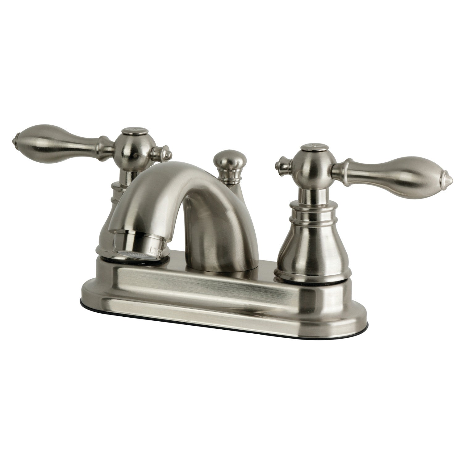 Kingston Heirloom KB2608ACL - American Classic Double-Handle 3 trous montage sur plage 4-Inch Centerset Robinet de salle de bains avec drain à tirette, Nickel brossé