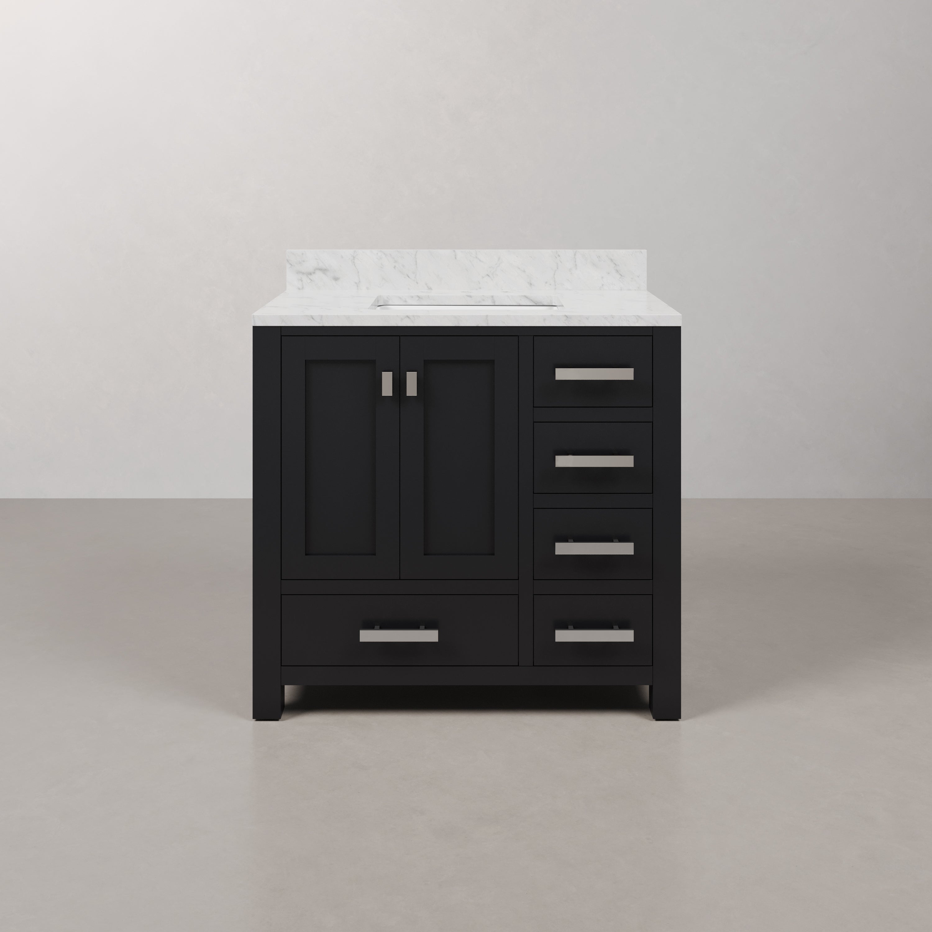 Kingston Luxe MS36CW01ES - 36 in. x 21.5 in. Bathroom Vanity Marble Top in Carrara White and White Basin, Espresso