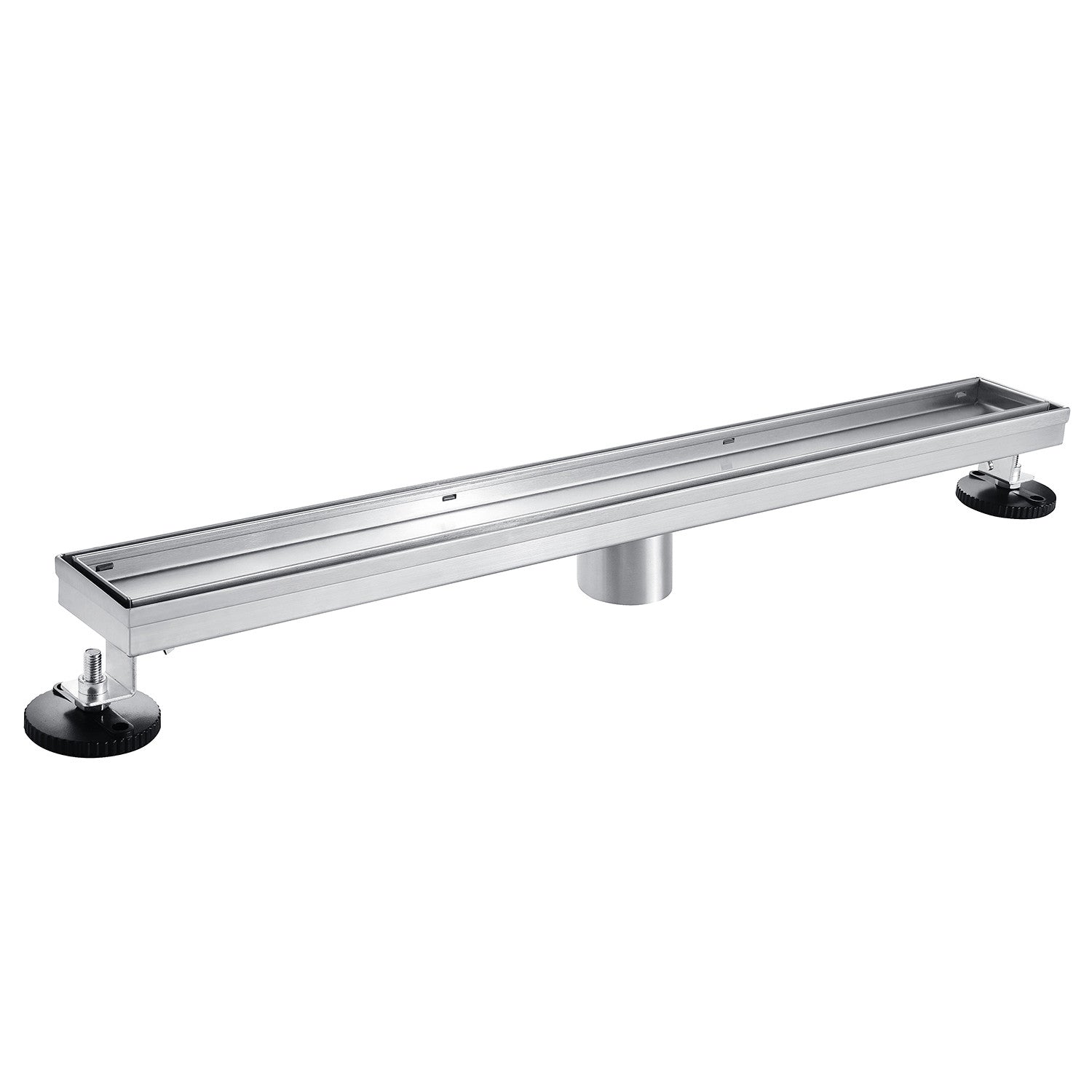 Kingston Watercourse BSF6028 60-Inch Stainless Steel Linear Shower Drain with Reversible Tile Insert and Flat Grate, Brushed Nickel