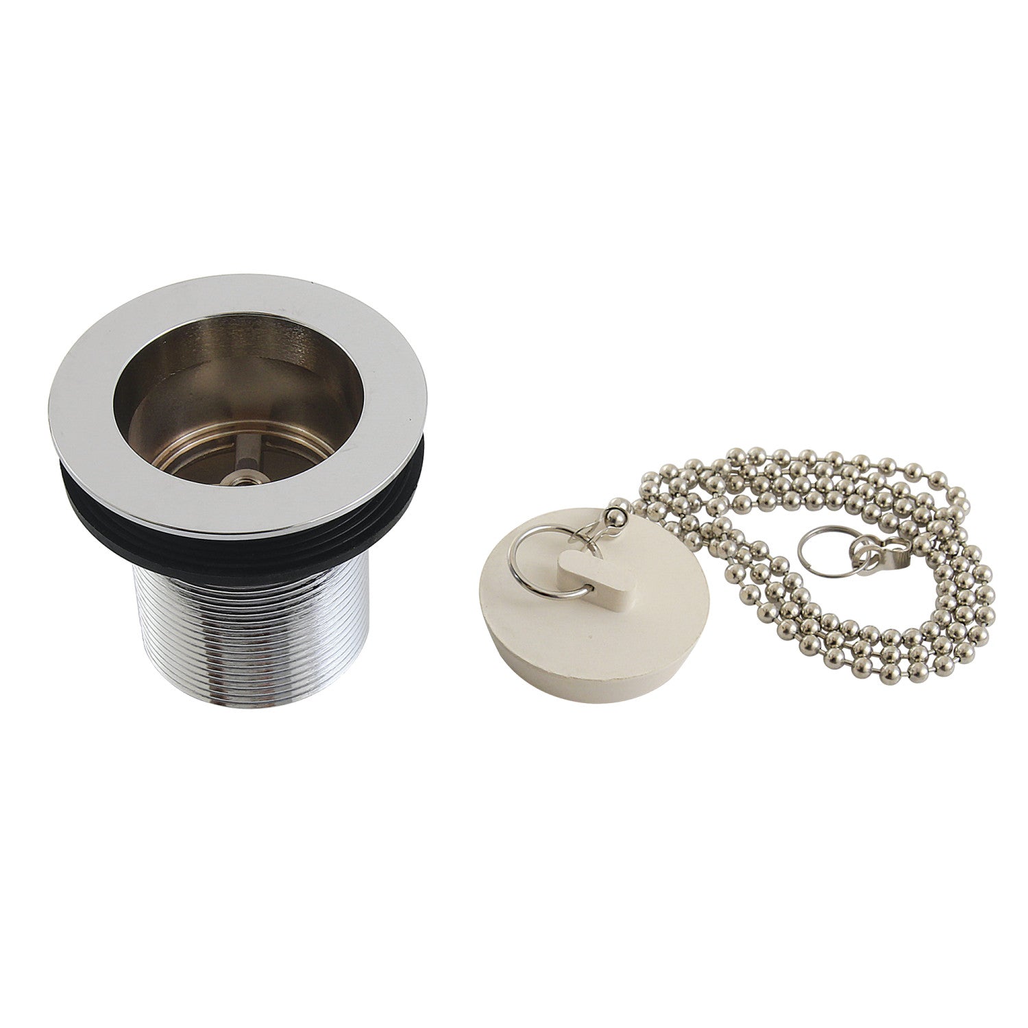 Kingston Heirloom DSP20CP - Made To Match 1-1/2-Inch Chain and Stopper Tub Drain with 2-Inch Body Thread, Polished Chrome