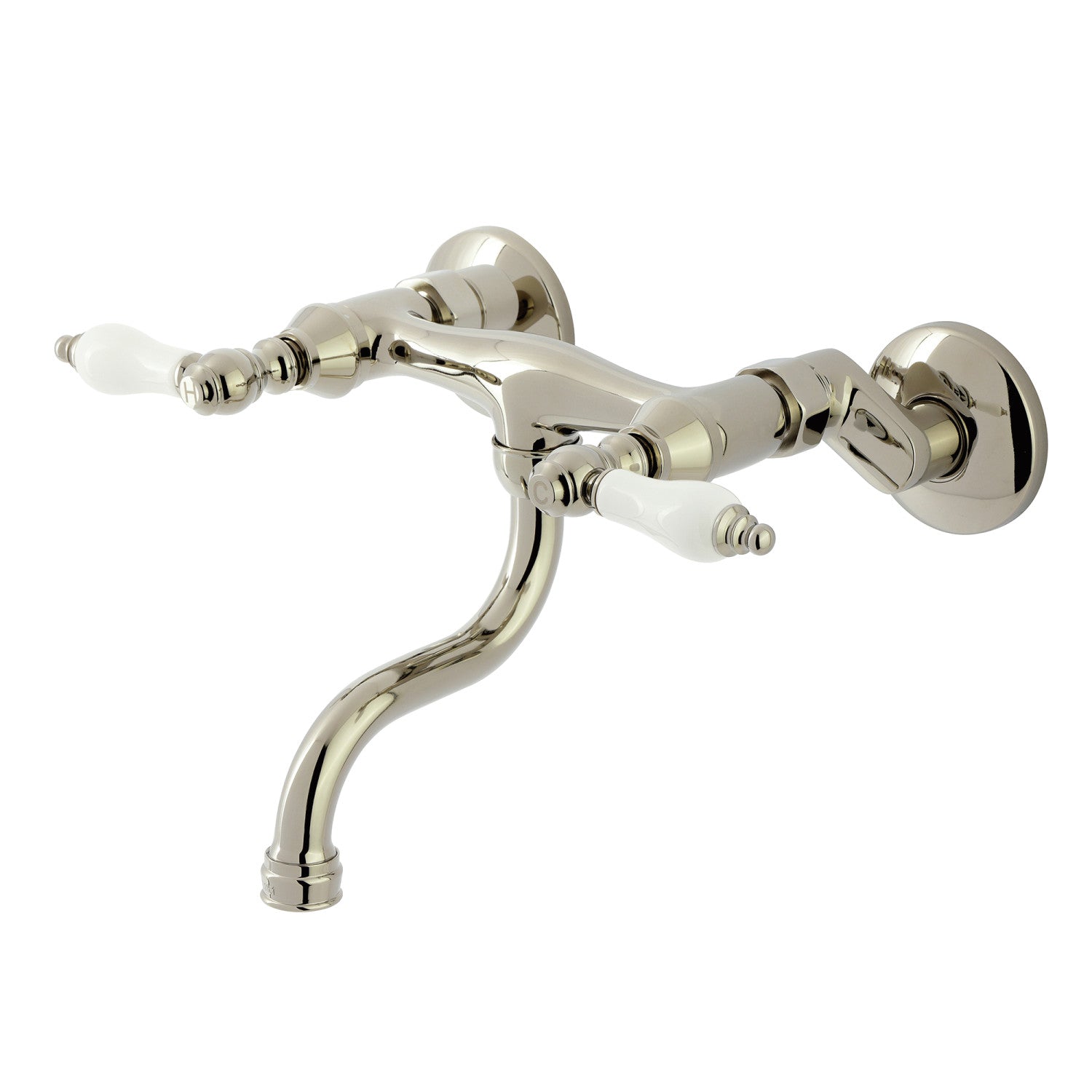 Kingston Heirloom KS2116PL - Kingston Double-Handle 2 trous Robinet de salle de bains mural, nickel poli