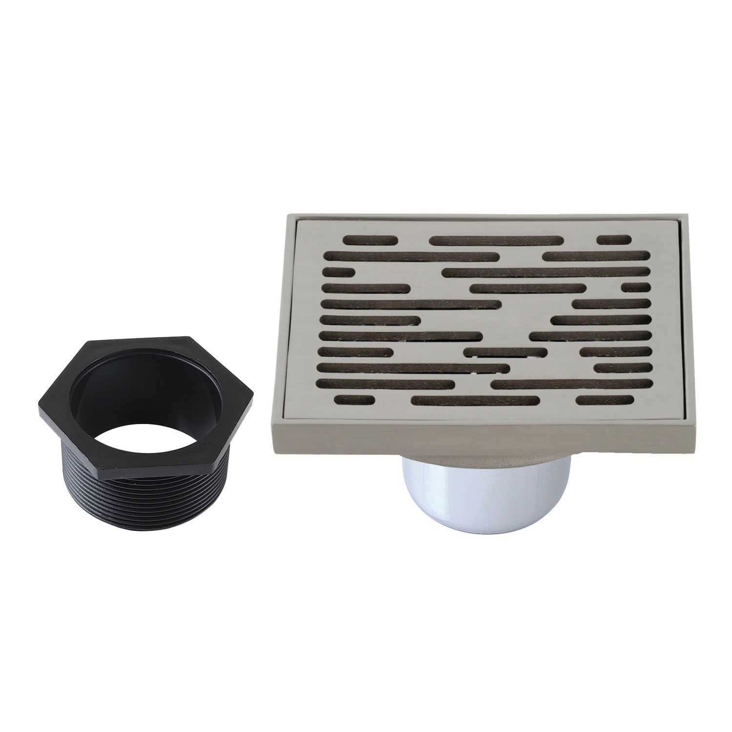 Kingston Watercourse BSF6310BN 4-Inch Brass Square Grid Shower Drain with Hair Strainer, Brushed Nickel