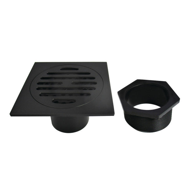 Kingston Watercourse BSF4262MB 4-Inch Brass Square Grid Shower Drain with Hair Strainer, Matte Black