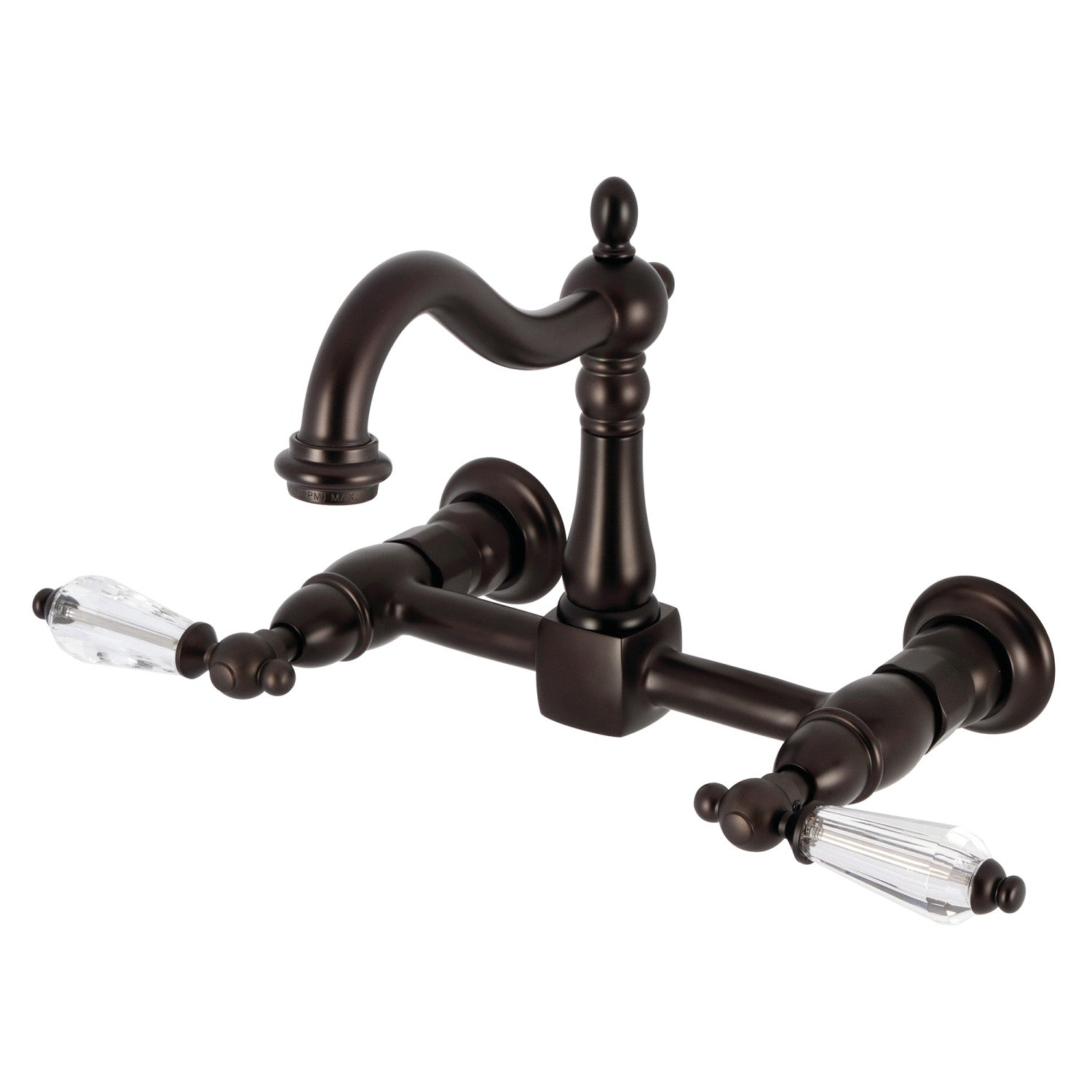 Kingston Heirloom KS1265WLL - Robinet de cuisine à deux poignées Willshire 2 trous Wall Mount Bridge, bronze frotté à l'huile