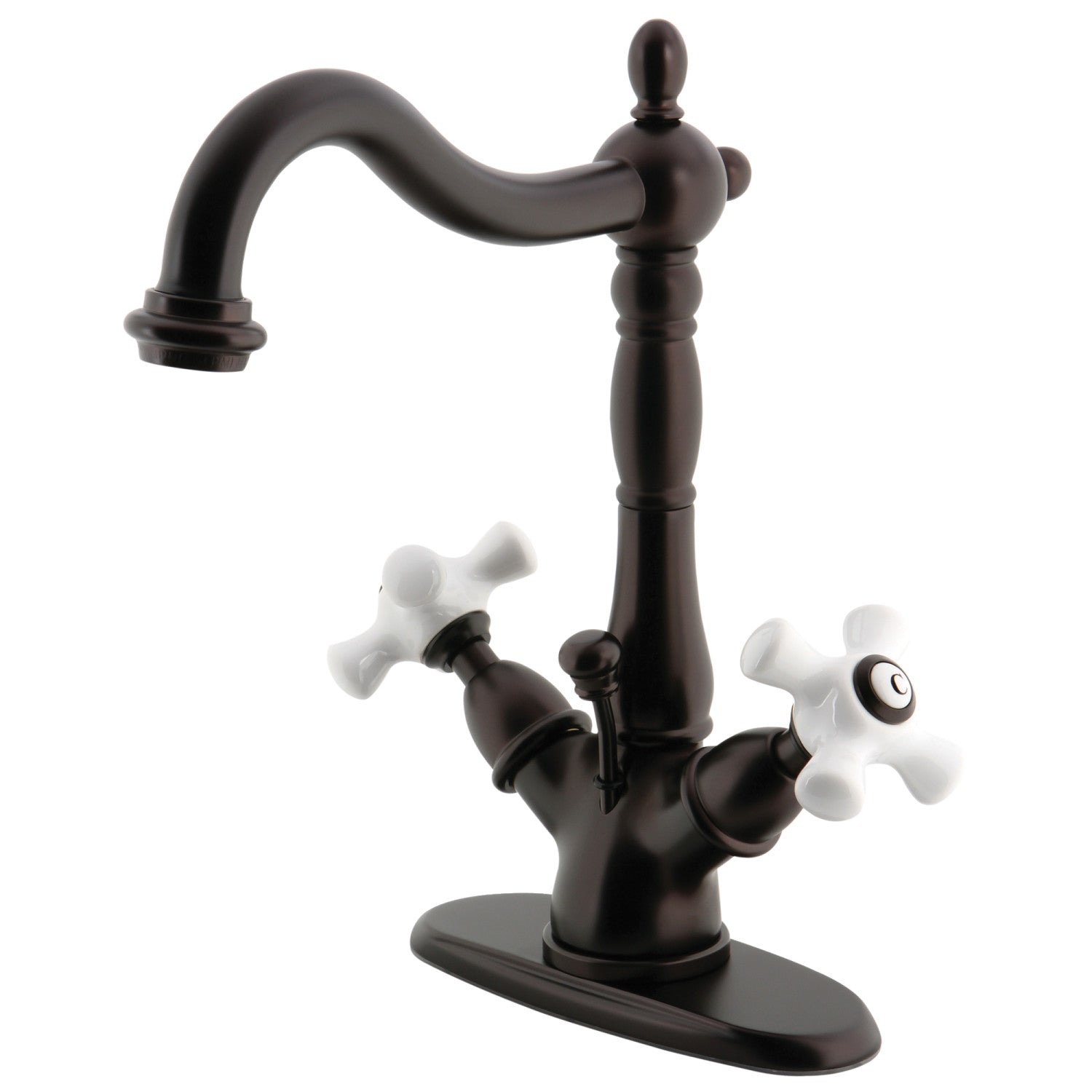 Kingston Heirloom KS1435PX - Heritage Double-Handle 1-or-3 Robinet de salle de bains à trou unique avec à tirette en laiton, bronze frotté à l'huile