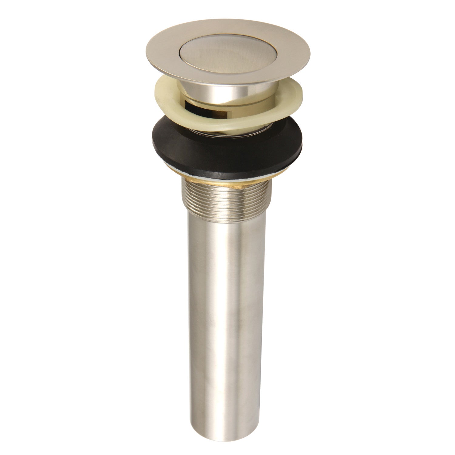Kingston Complement KB6008 Brass Push Pop-Up Bathroom Sink Drain with Overflow, Brushed Nickel