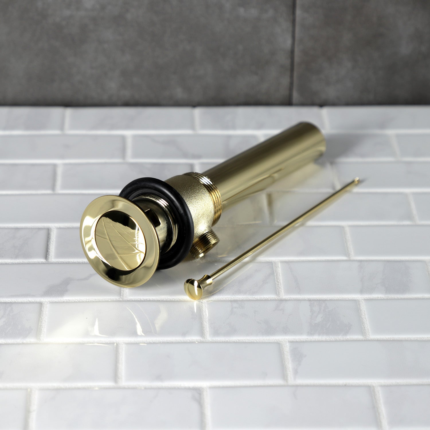 Kingston Made To Match KBT2122 Brass Pop-Up Bathroom Sink Drain with Overflow, 22 Gauge, Polished Brass