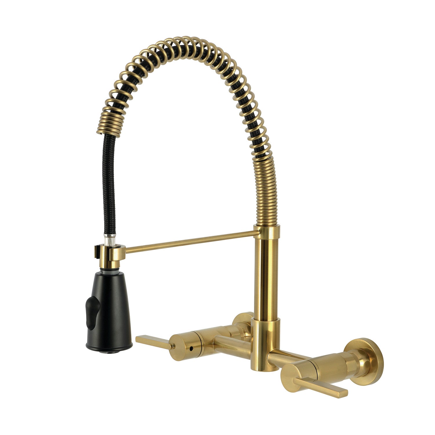 Kingston Tulare GS8287CTL - Continental Double-Handle 2 trous Robinet de cuisine pré-rouleau, laiton brossé