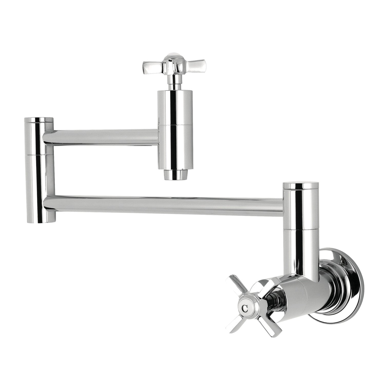 Kingston Sona KS8101ZX - Robinet de remplissage de pot de montage mural à deux poignées Millennium 1 trou, chrome poli
