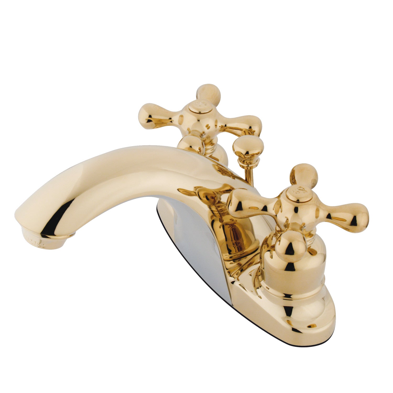 Kingston Heirloom GKB7642AX - Robinet de salle de bain double poignée de pays anglais 3 trous montage sur plage 4-Inch Centerset avec drain à tirette, laiton poli