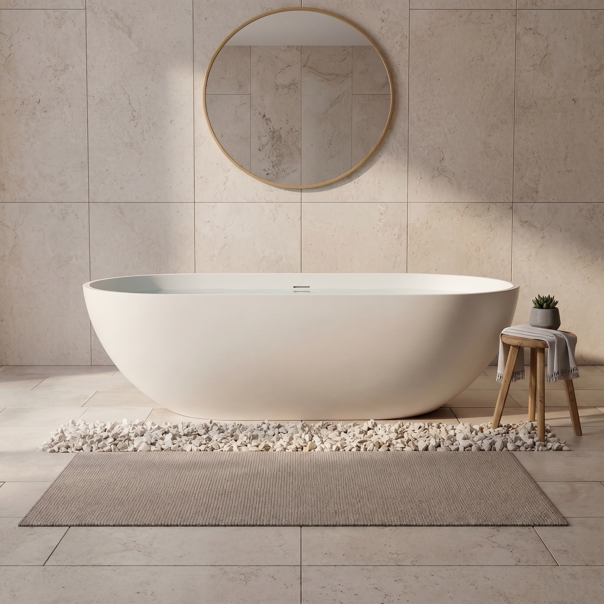Kingston Sona VRTRS703520 - Arcticstone 70-Inch Bain autoportant ovale à double extrémité avec drain, blanc mat