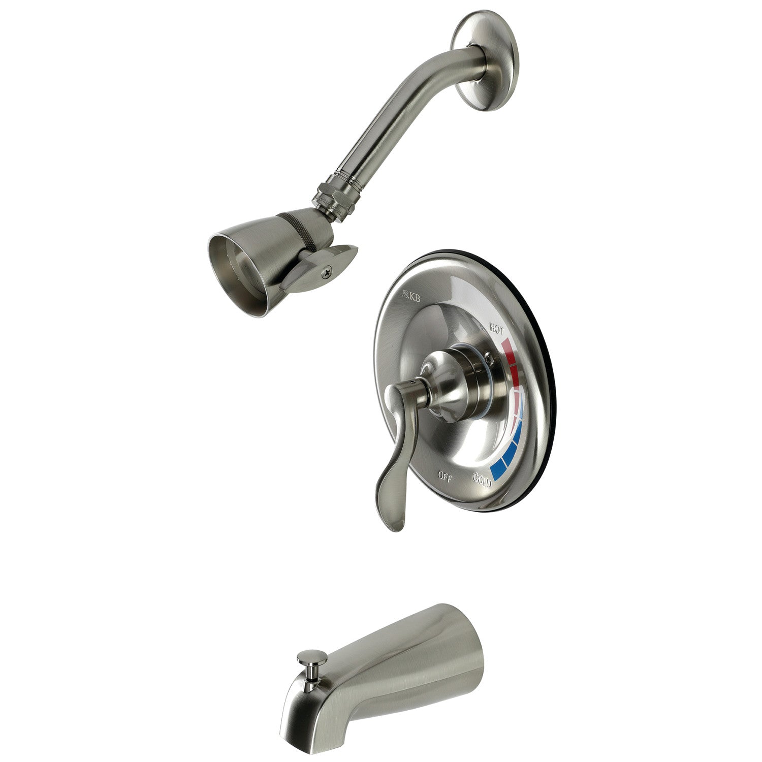 Kingston Tulare KB8638DFL - Robinet de baignoire et de douche à une poignée NuWave, nickel brossé