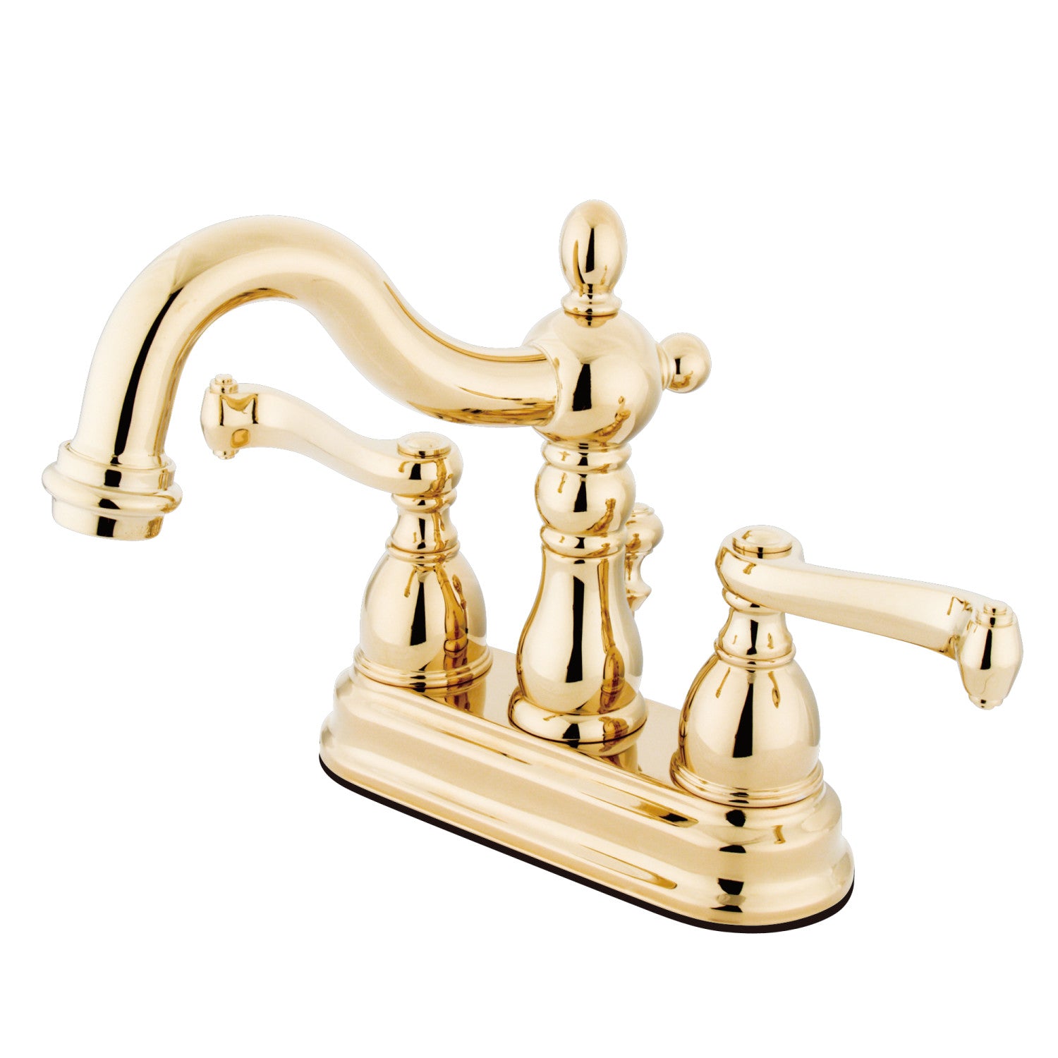 Kingston Heirloom KB1602FL - Heritage Double-Handle 3 trous montage sur plage 4-Inch Centerset Robinet de salle de bains avec drain à tirette, laiton poli