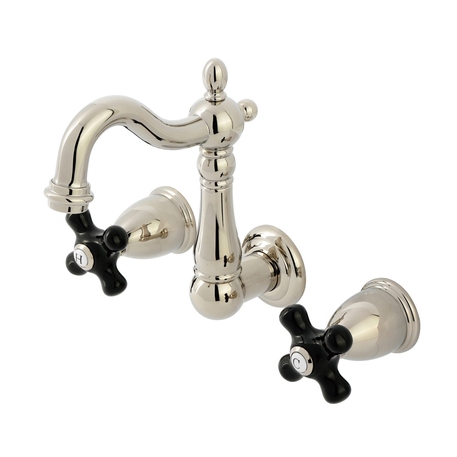 Kingston Heirloom KS1226PKX - Robinet de salle de bains à double poignée 3 trous, nickel poli