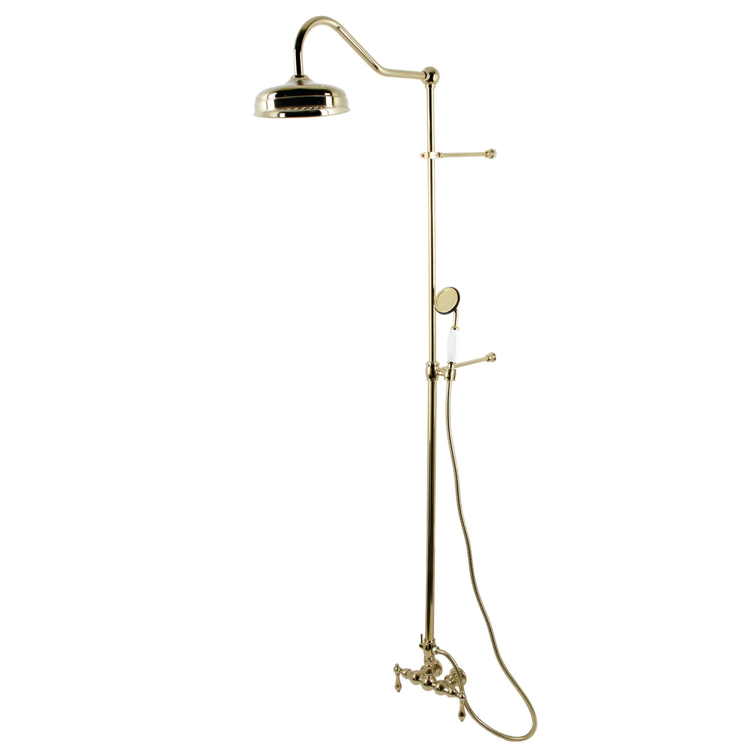 Kingston Heirloom CCK6172 - Vintage Tub Wall Mount Rain Drop Shower System with Hand Shower, Polished Brass