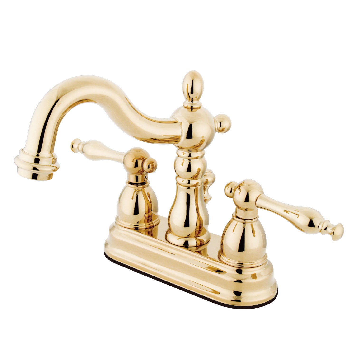 Kingston Heirloom KB1602NL - Heritage Double-Handle 3 trous montage sur plage 4-Inch Centerset Robinet de salle de bains avec drain à tirette, laiton poli