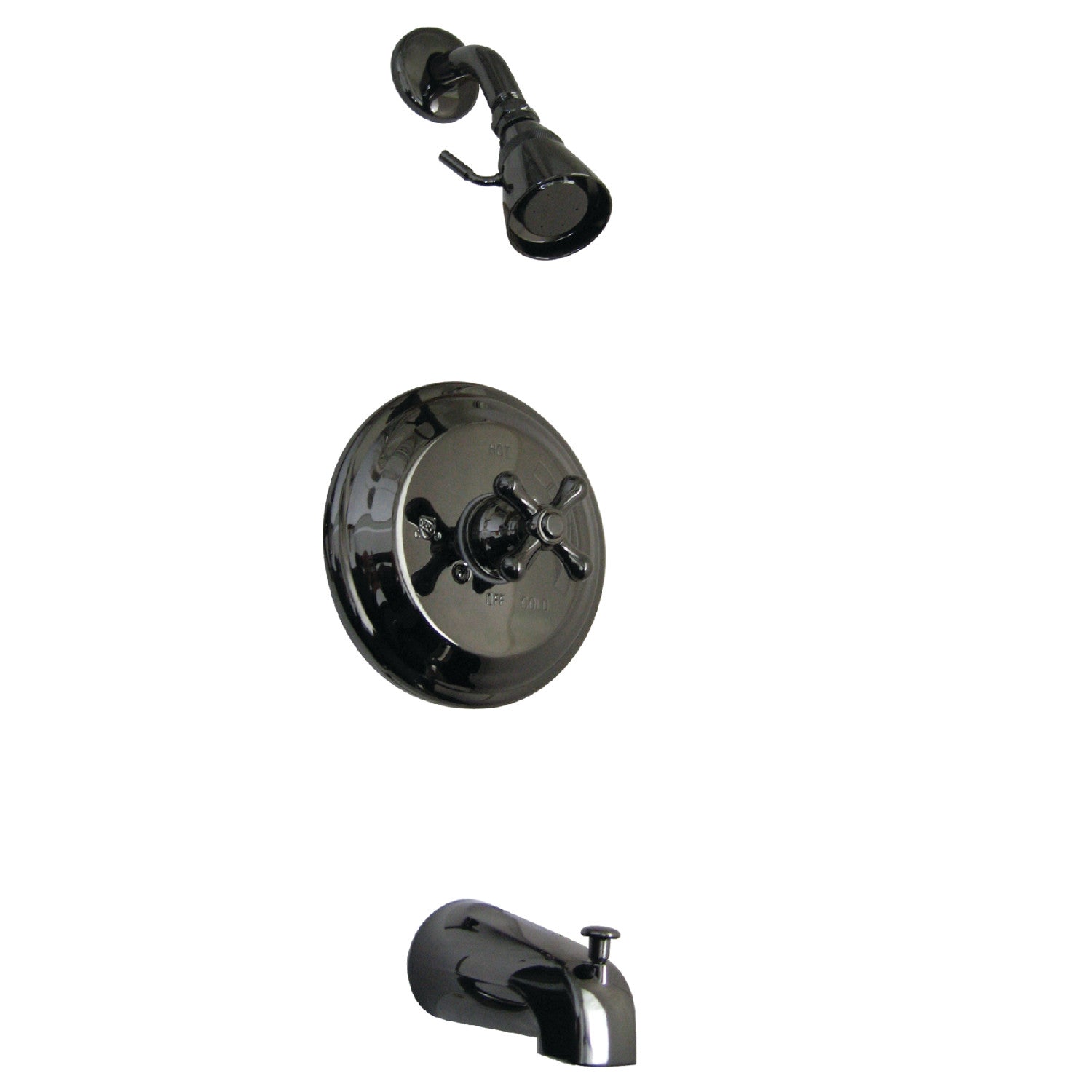 Kingston Heirloom NB3630AX - Robinet de baignoire et de douche à pression monomanche Water Onyx, acier inoxydable noir