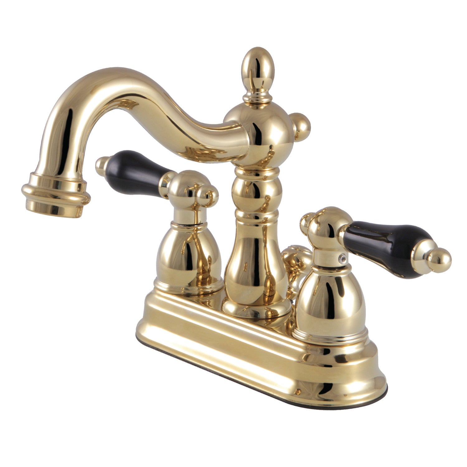 Kingston Heirloom KB1602PKL - Duchess Double-Handle 3 trous montage sur plage 4-Inch Centerset Robinet de salle de bains avec drain à tirette, laiton poli