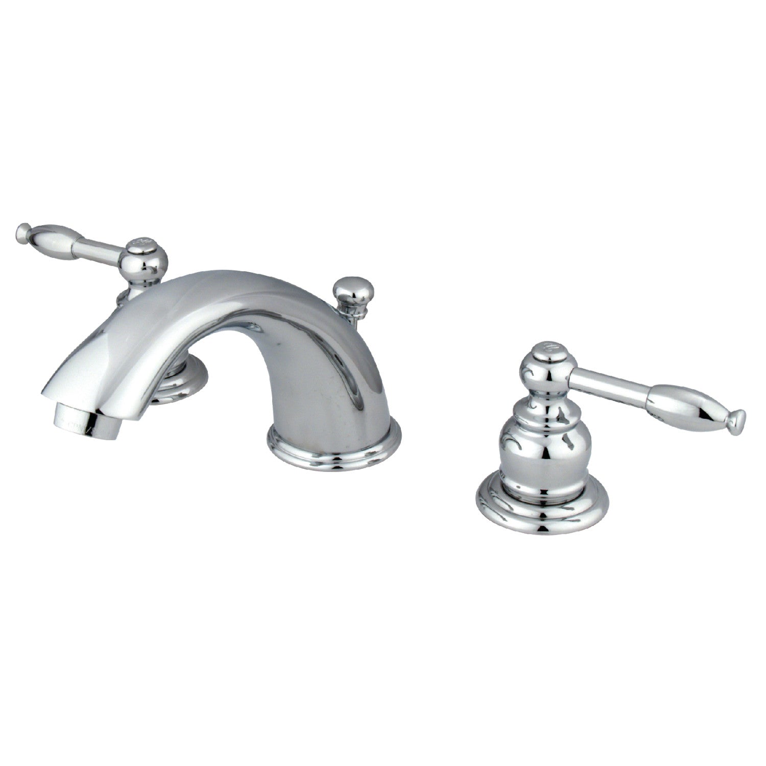 Kingston Heirloom GKB961KL - Robinet de salle de bains à entraxe large avec robinet à deux poignées Knight 3 trous, chrome poli